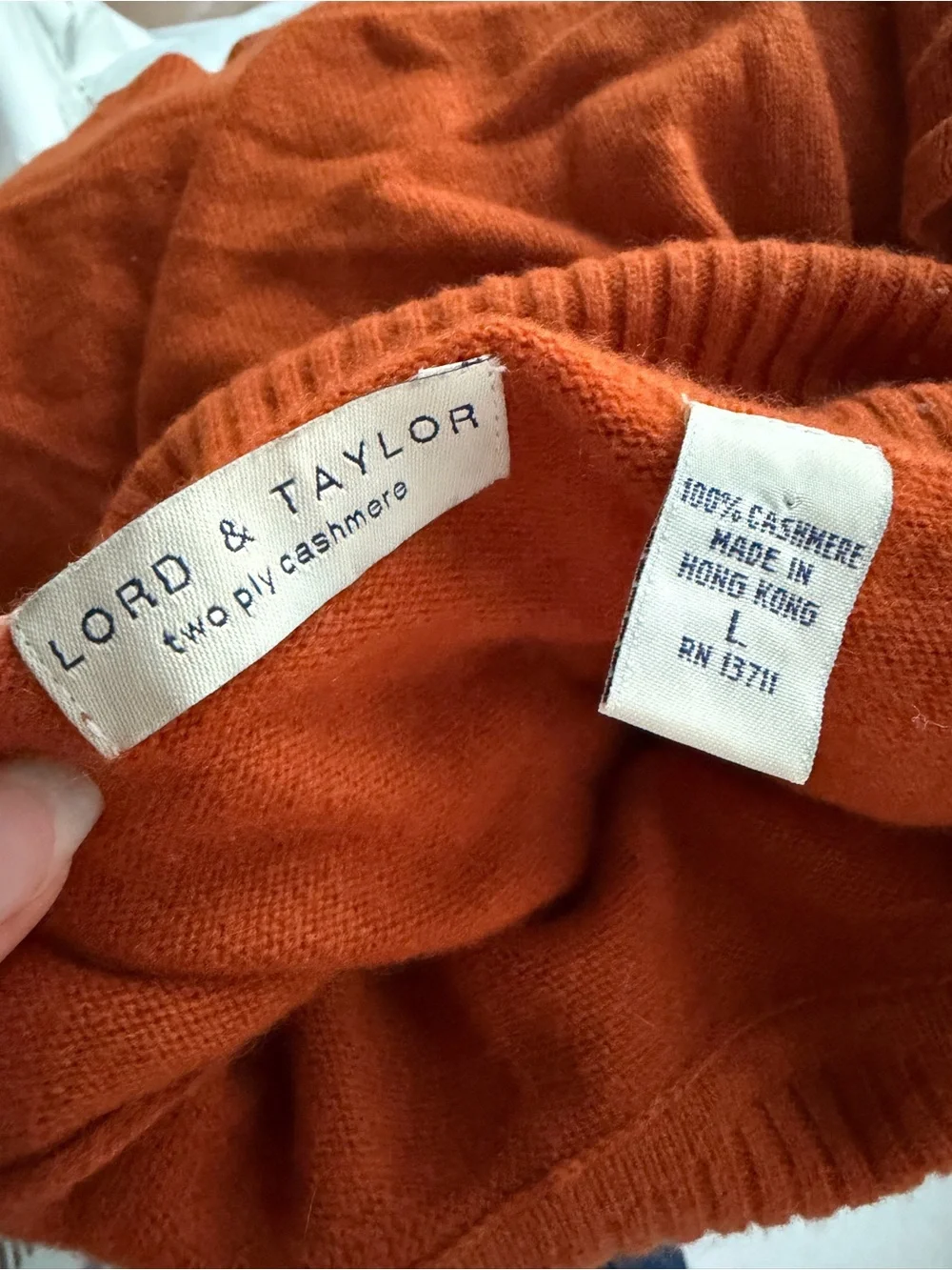 Lord & Taylor 100% Cashmere Sleeveless Turtleneck Sweater Vest Orange L